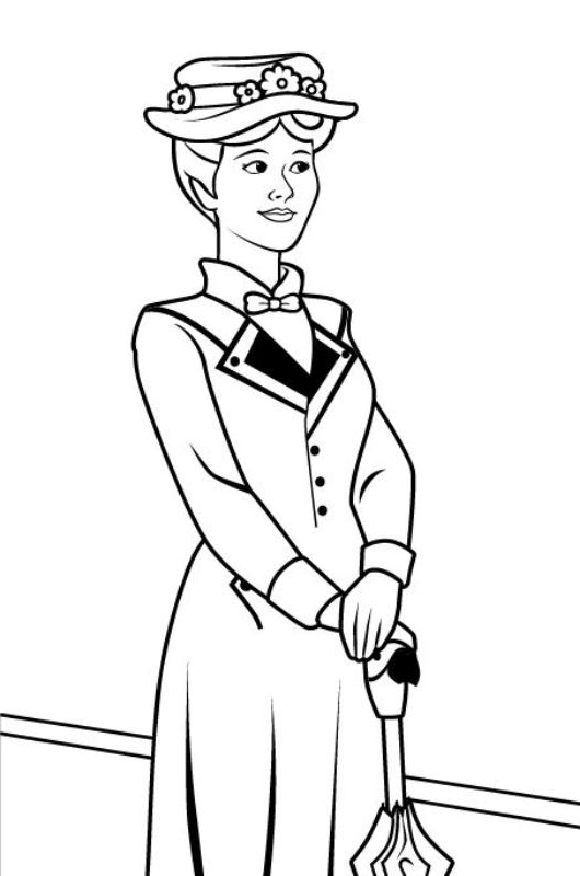 Mary Poppins   coloring page to print and coloring - Drawing 1