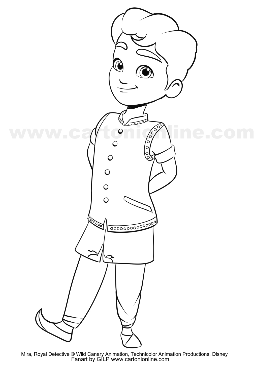 Neel from Mira, Royal Detective coloring page to print and coloring