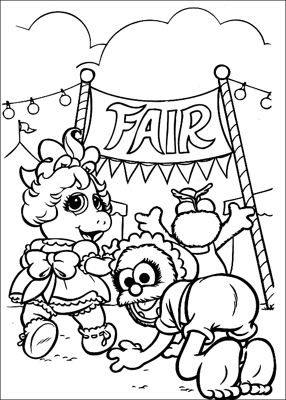 Drawing 7 of the Muppet babies to print and color