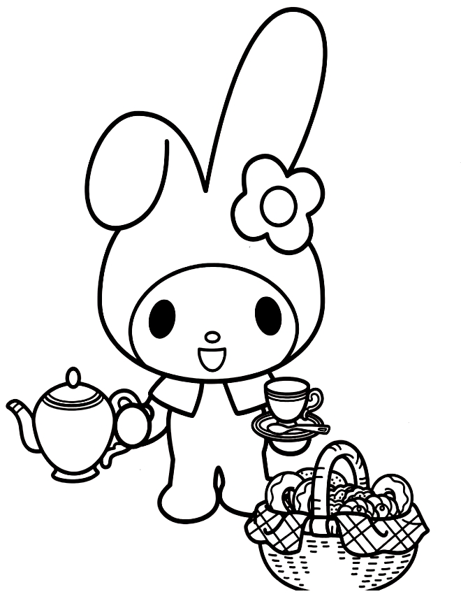 Drawing 3 of My Melody to print and color