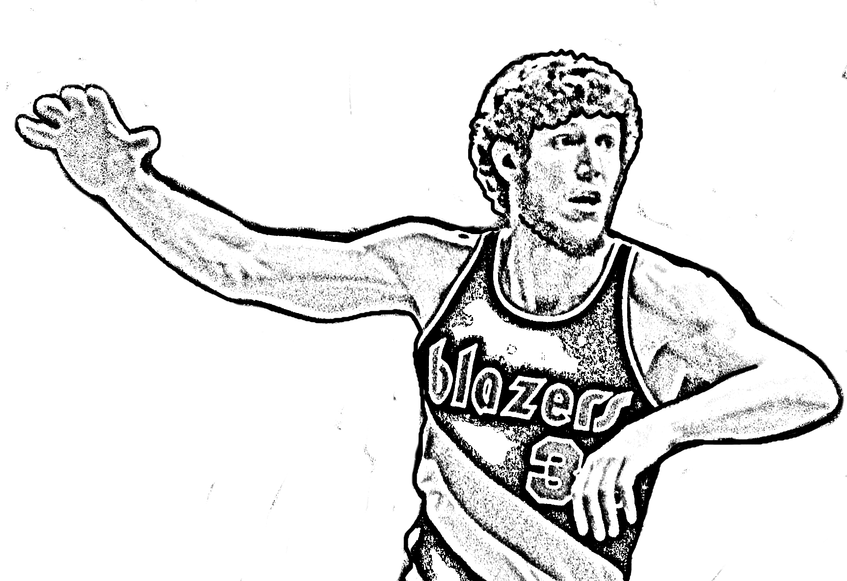 출력하여 색칠할 수 있는 NBA 농구 페이지의 빌 월튼