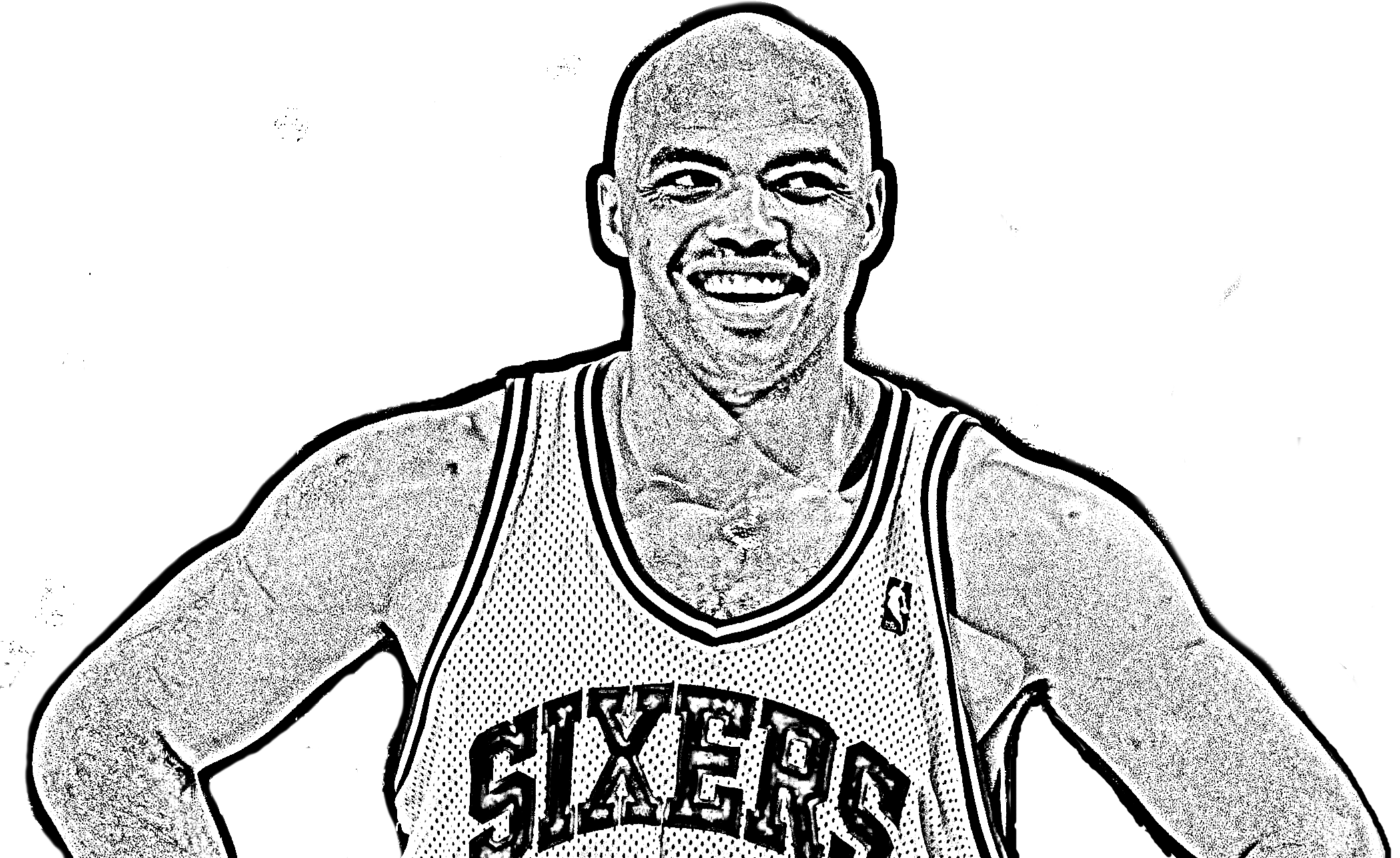 Drawing of Charles Barkley of Basketball NBA to print and coloring