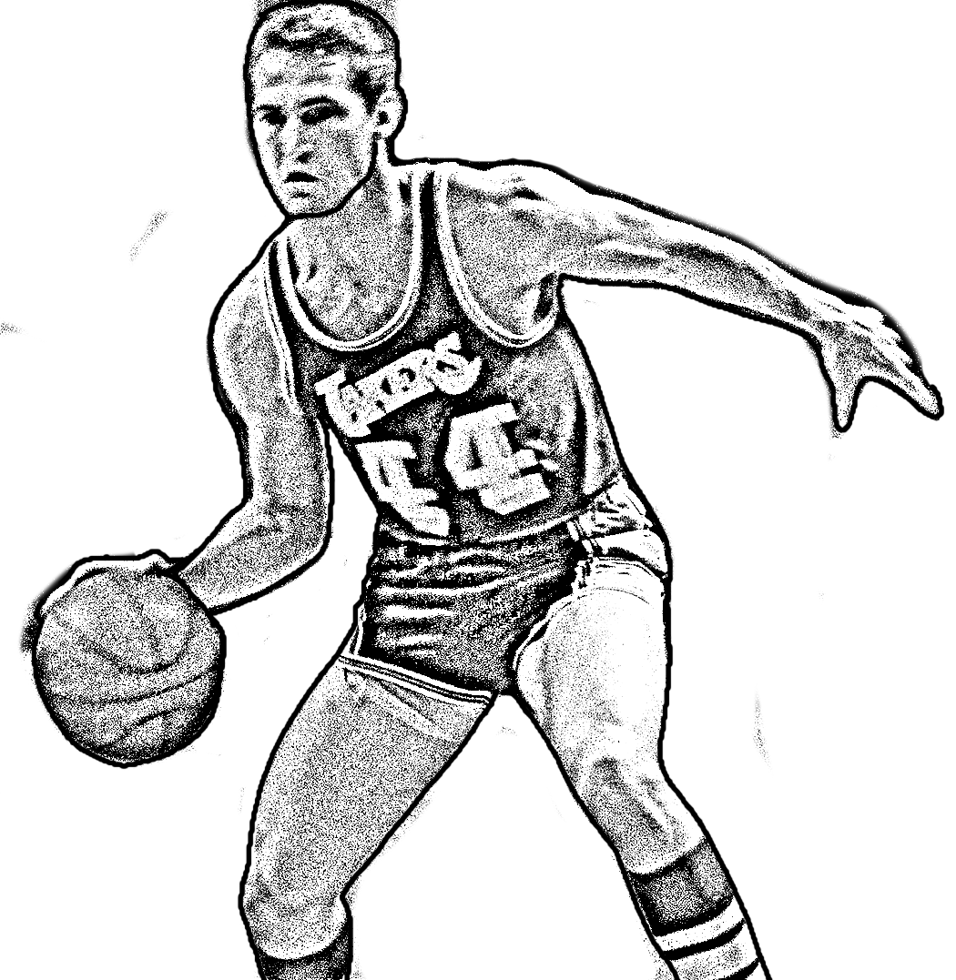 Jerry West from Basket NBA coloring page to print and coloring