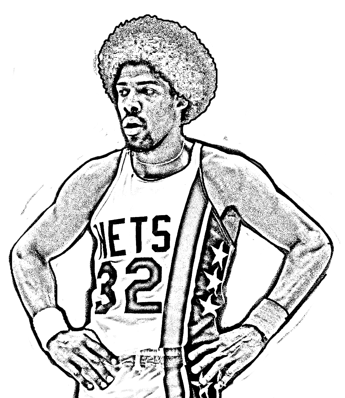 Dibujo de Julius Erving de Basket NBA para imprimir y colorear