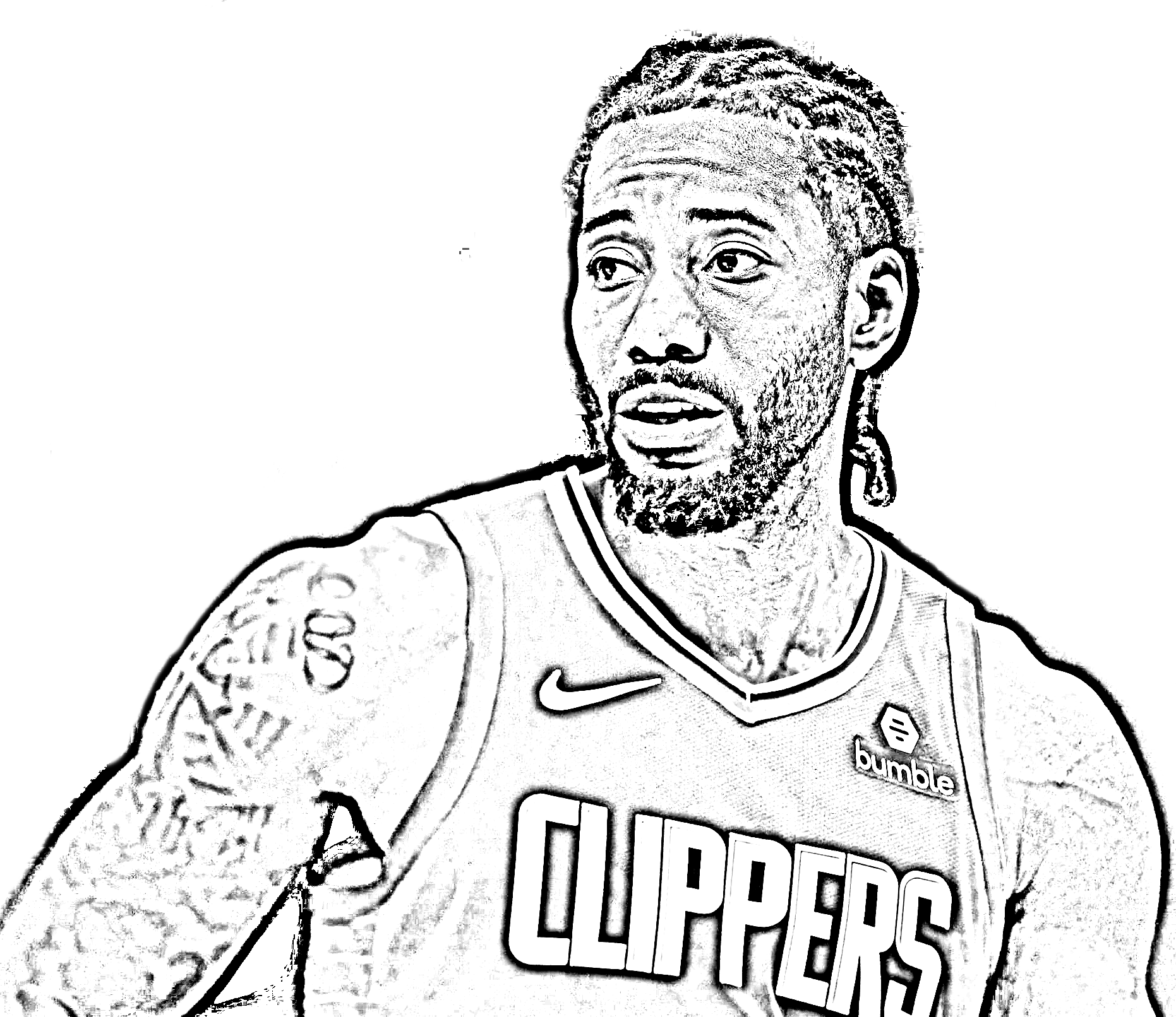 Desenho de Kawhi Leonard de Basket NBA para imprimir e colorir