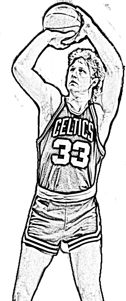 篮球NBA着色页的拉里伯德（Larry Bird）进行打印和着色