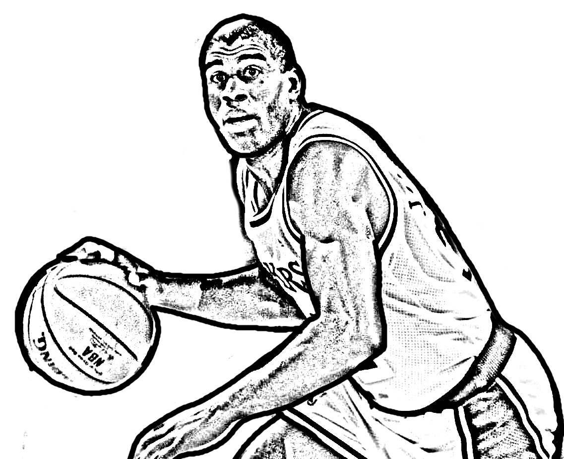 Magic Johnson from NBA Basketball coloring page to print and coloring