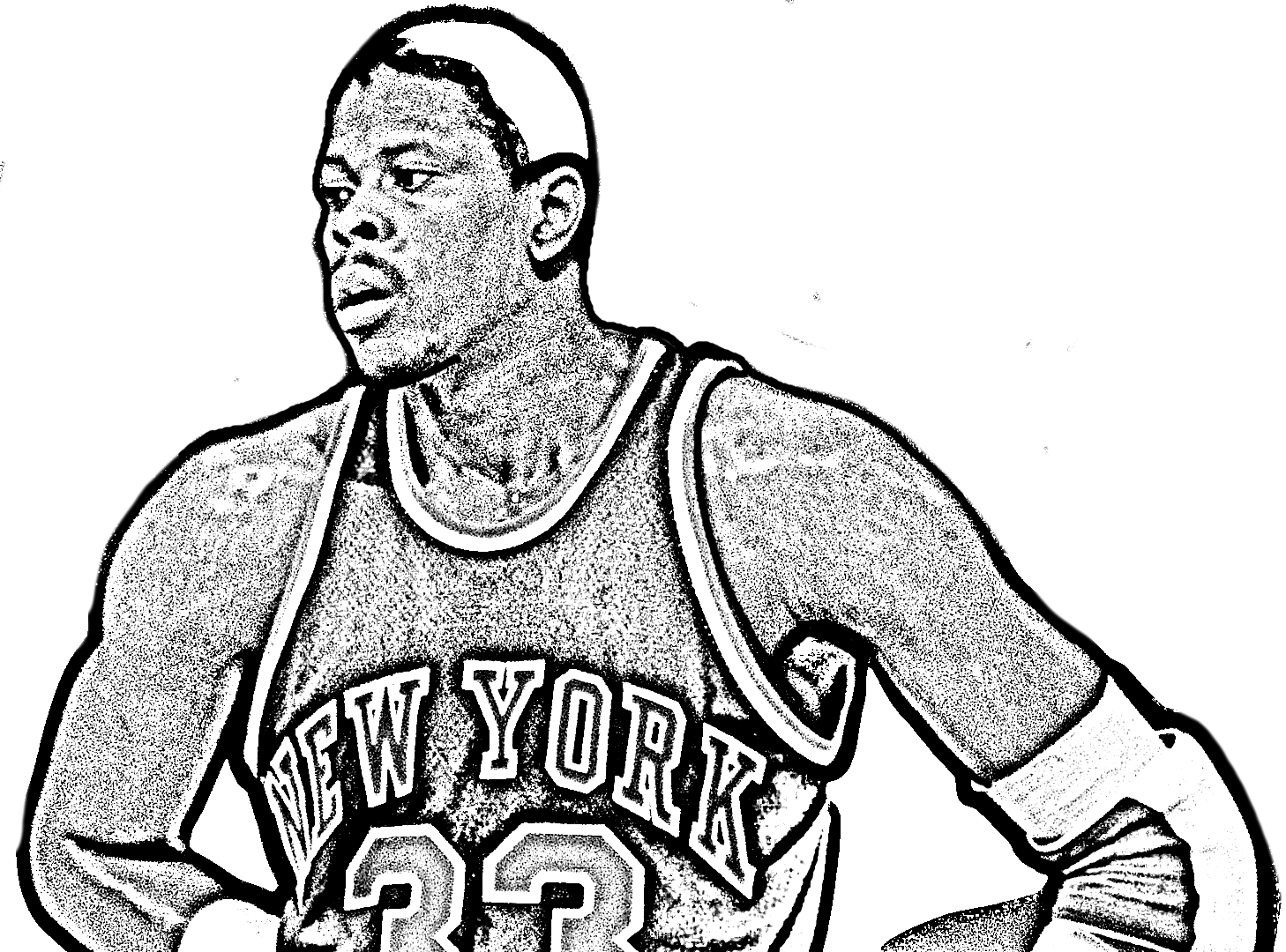 Patrick Ewing from Basketball NBA coloring page to print and coloring