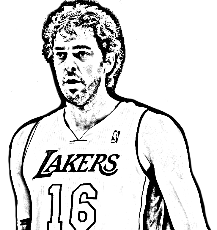 Pau Gasol from Basketball NBA to print and coloring