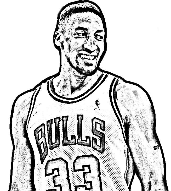Scottie Pippen from NBA Basketball coloring page to print and coloring