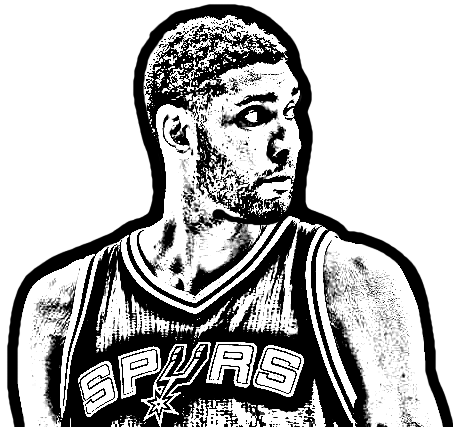 Tim Duncan from NBA Basketball coloring page to print and coloring
