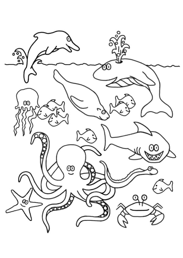 Desenho 7 de Peixes para imprimir e colorir