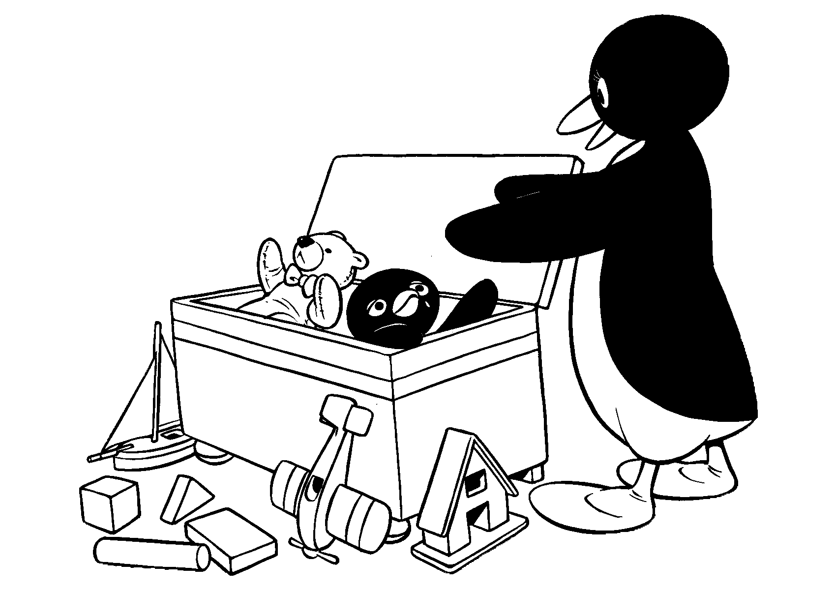 Drawing 6 from Pingu coloring page to print and coloring