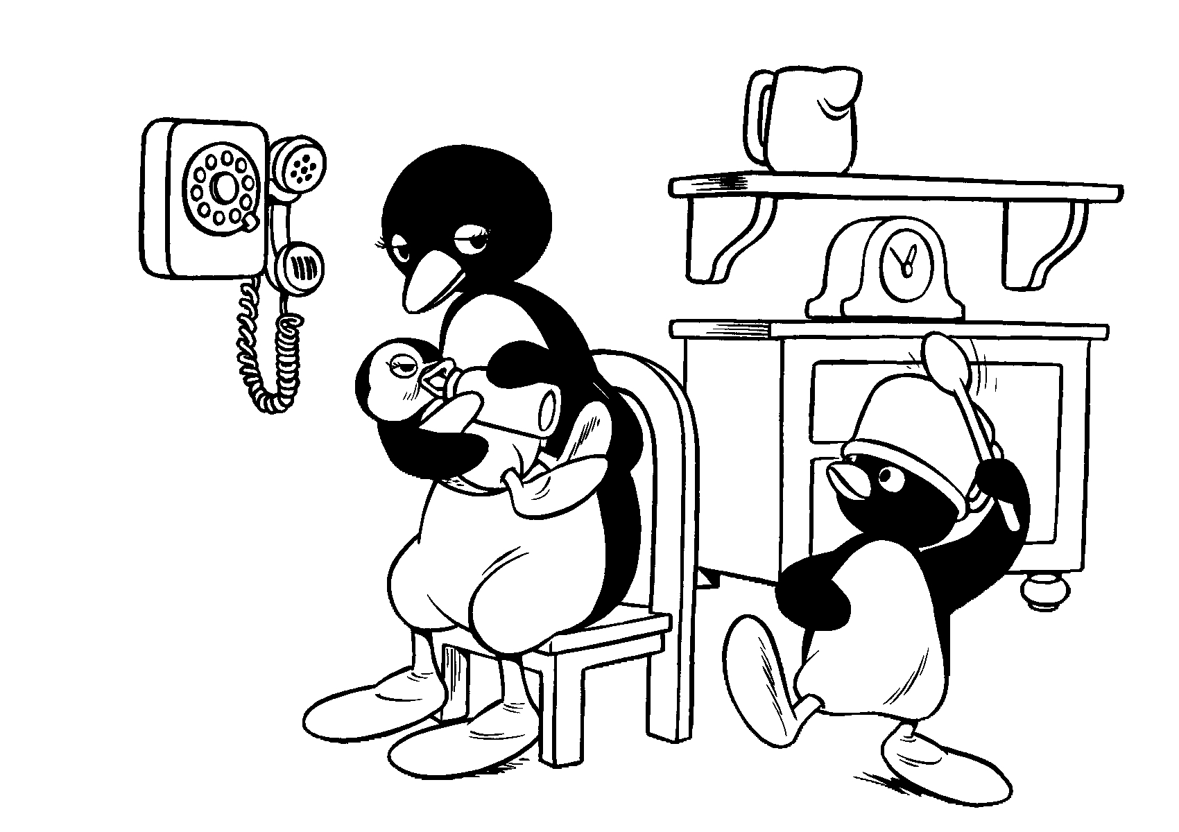 Dibujo 7 Pingu para imprimir y colorear