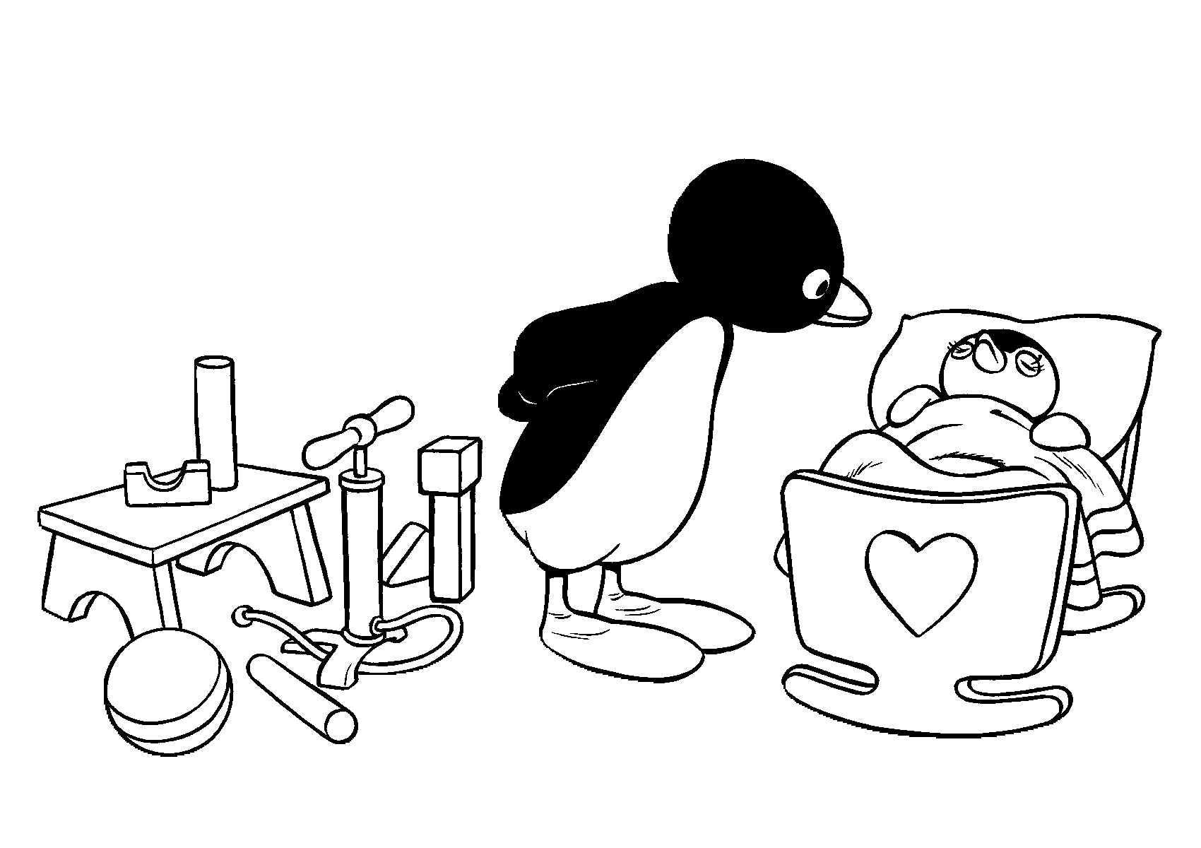 Dibujo 9 de Pingu para imprimir y colorear