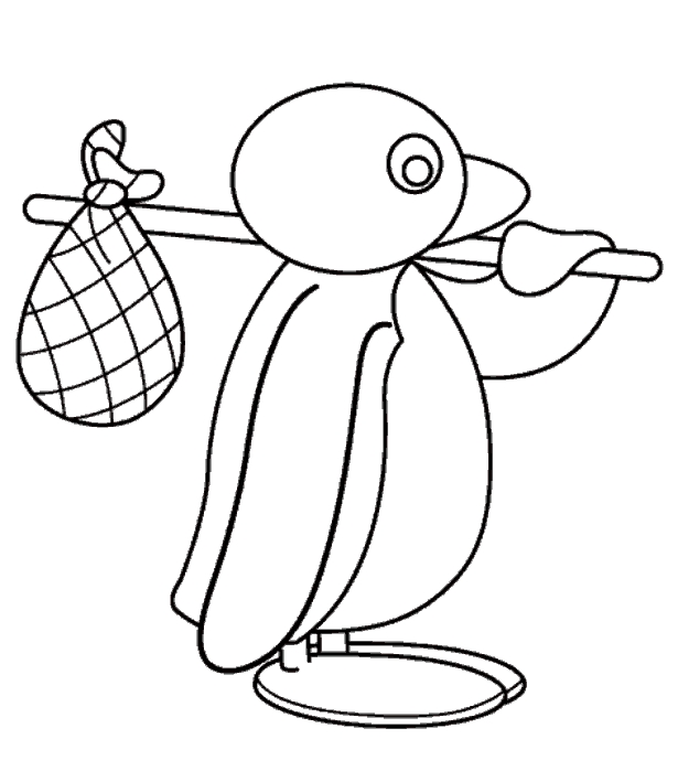 Tekening 1 van Pingu om af te drukken en in te kleuren