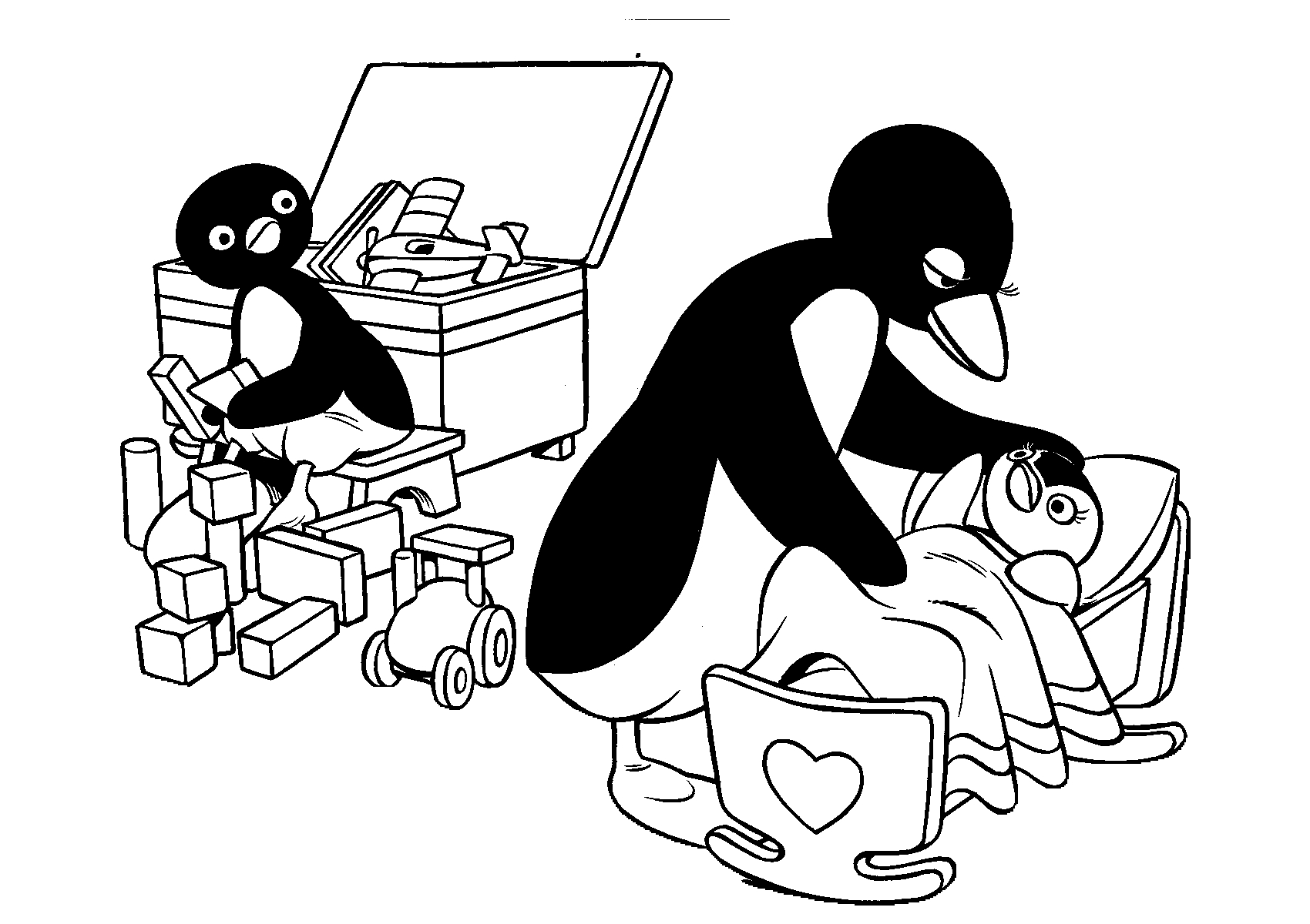 Tekening 10 van Pingu om af te drukken en in te kleuren