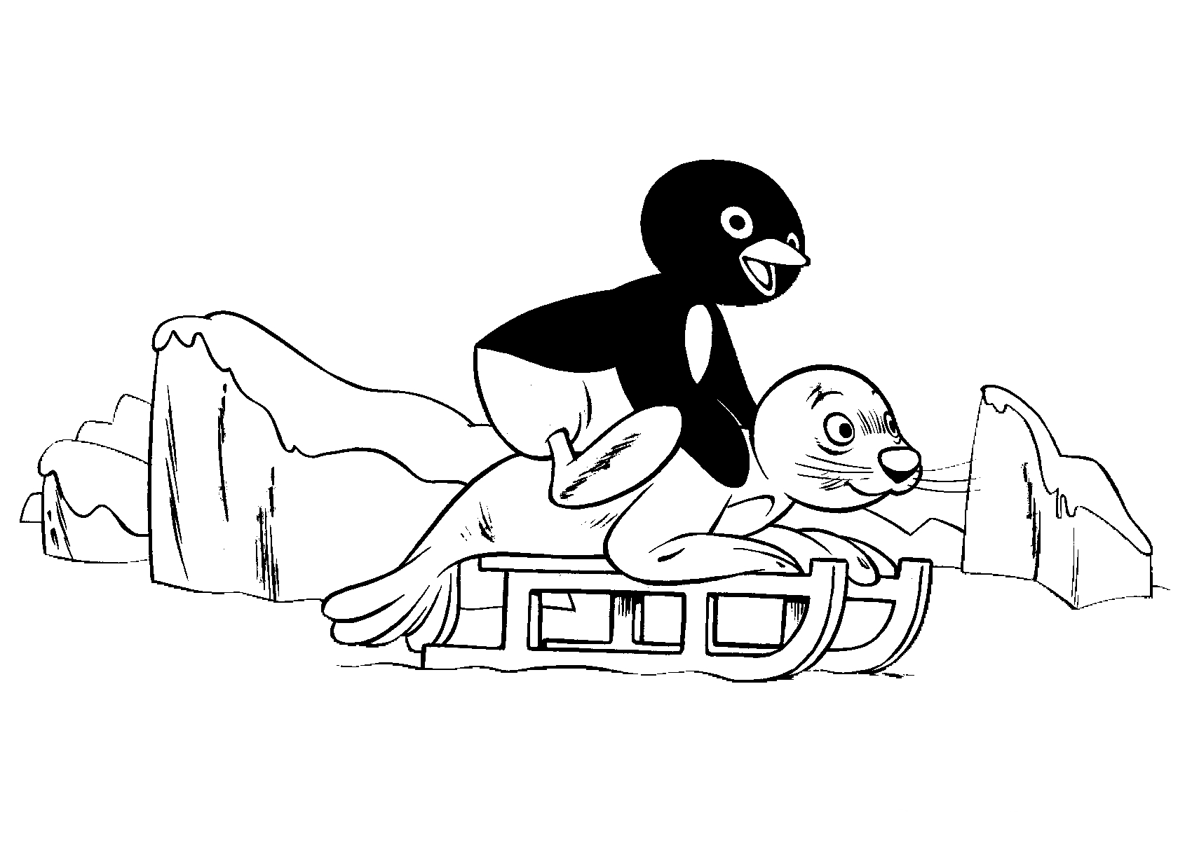 Ausmalbilder Gene von Pingu zum Drucken und Frben
