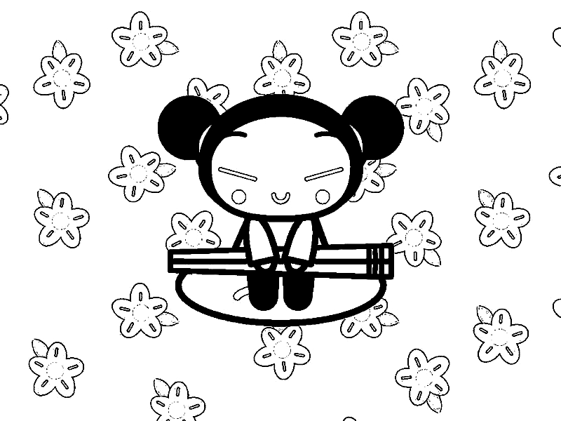 Drawing 4 from Pucca coloring page to print and coloring