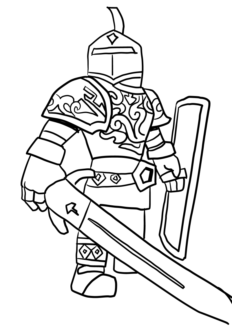 Dibujo de Knight de Roblox para imprimir y colorear