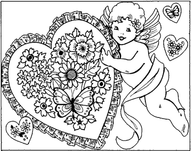 Dibujo 7 de San Valentín para imprimir y colorear