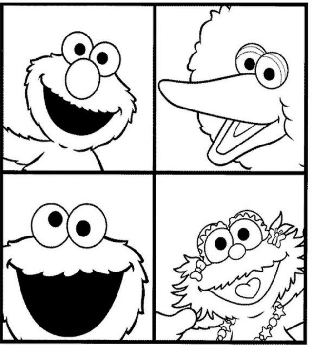 Desenarea 2 din Sesame Street pentru a imprima și colora