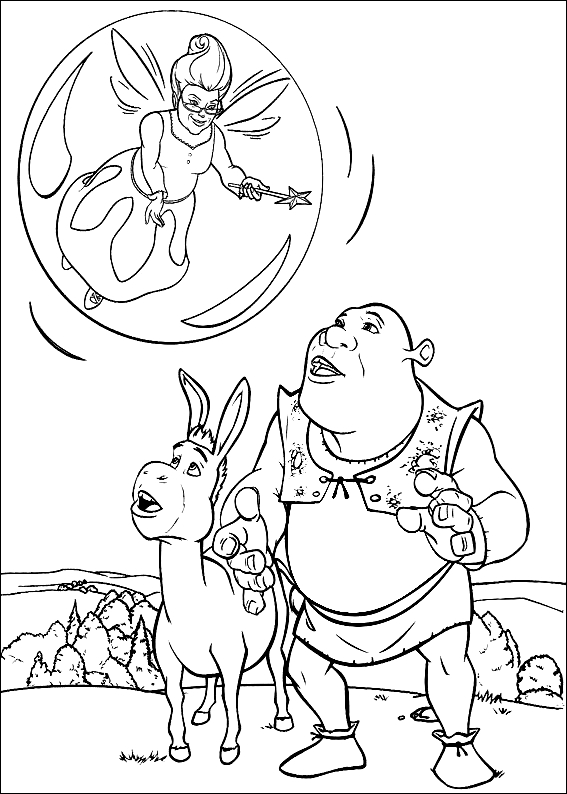 Drawing 3 from Shrek coloring page to print and coloring