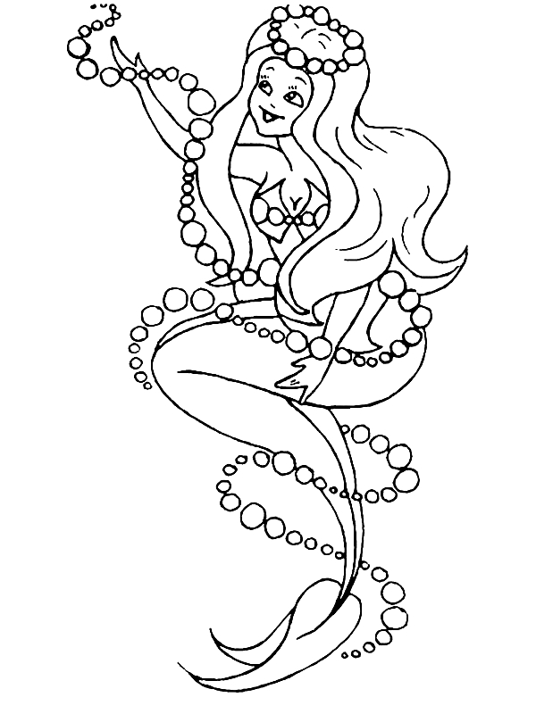 Ausmalbilder  3 von Meerjungfrauen zum Drucken und Frben