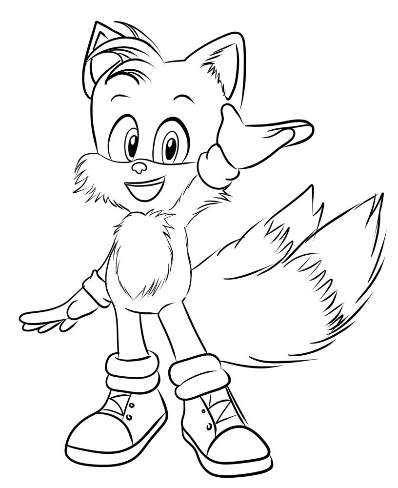 Desenho 02 de Miles Tails Prower para colorir