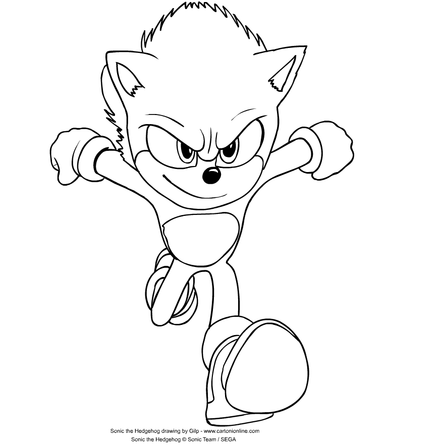 Dibujo 1 de Sonic the Hedgehog para imprimir y colorear