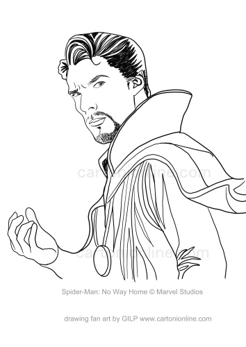 Doctor Strange Spider-Man: No Way Home coloring page to print and coloring