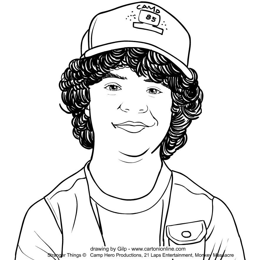 Desenho de Dustin Henderson (Gaten Matarazzo) de Stranger Things para imprimir e colorir