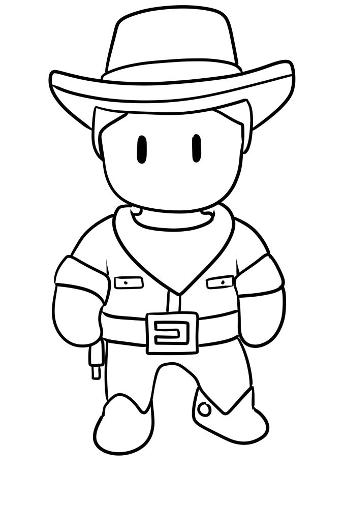 Disegno di Cowboy di Stumble Guys da stampare e colorare