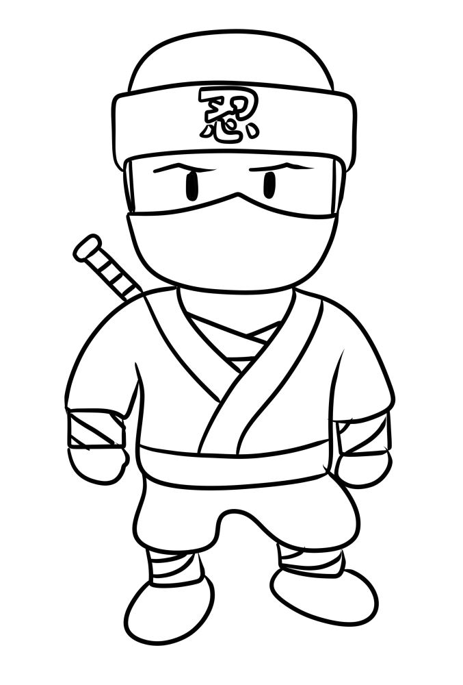 Ninja from Stumble Guys coloring page to print and coloring