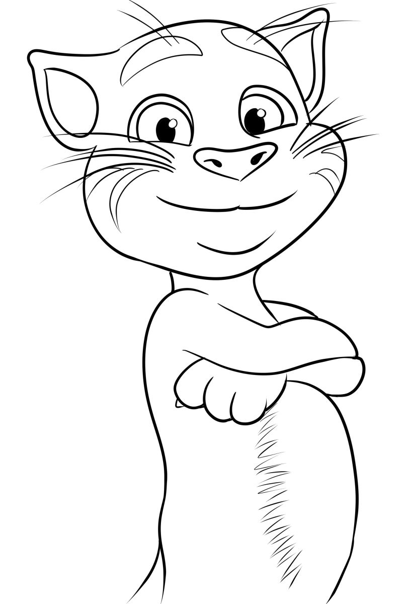 Dibujo 02 de Talking Tom para imprimir y colorear