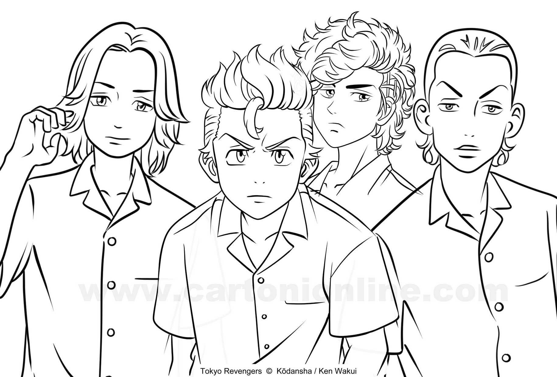 Coloriage de Tokyo Manji Gang de Tokyo Revengers  imprimer et colorier