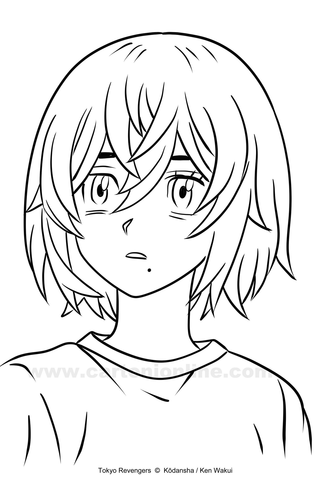 Coloriage de Hinata Tachibana de Tokyo Revengers  imprimer et colorier