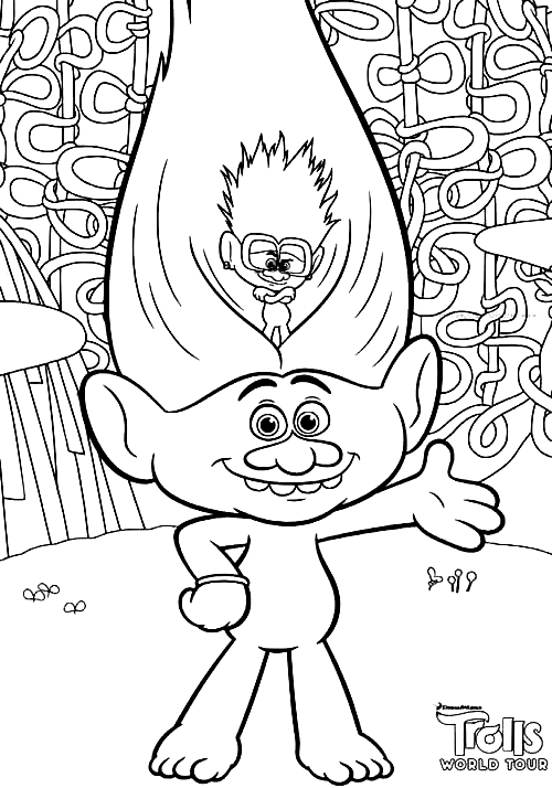 Desenho de Guy Diamond, Mini Diamond de Trolls World Tour para imprimir e colorir