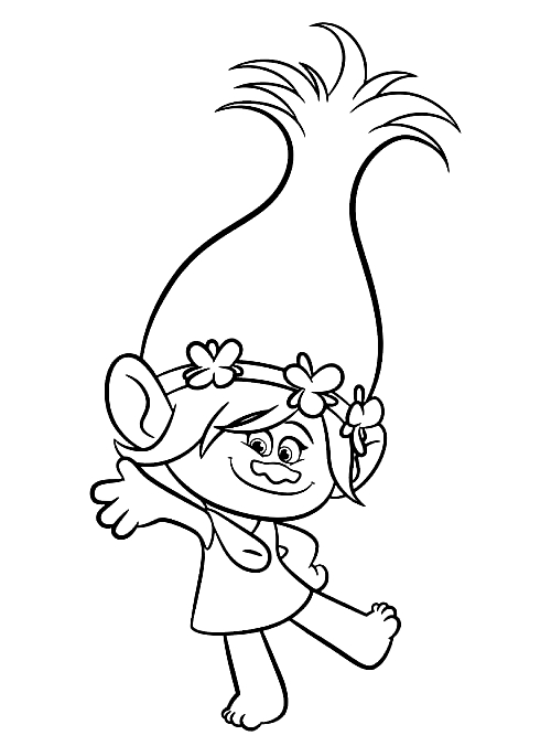 Coloriage de Poppy de Trolls World Tour  imprimer et colorier