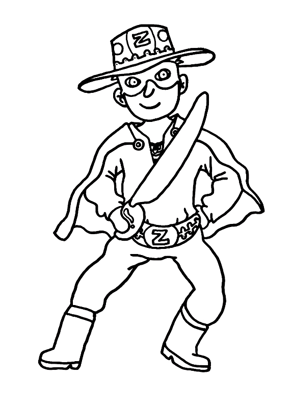 Drawing 3 from Zorro coloring page to print and coloring