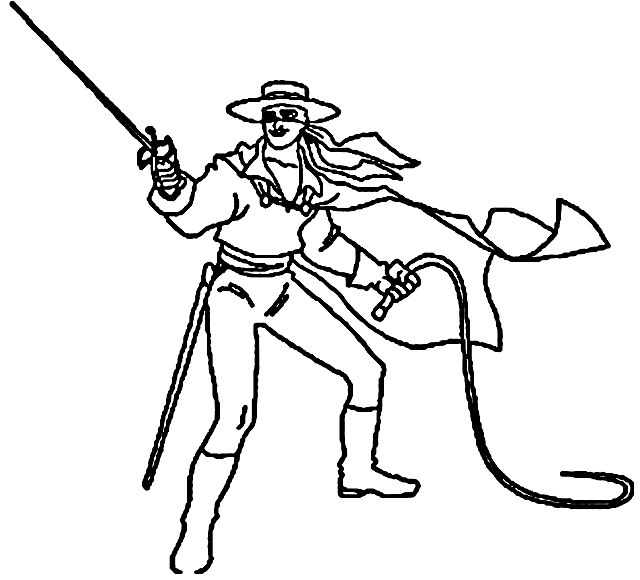 Ritning 4 av Zorro för tryck och färg