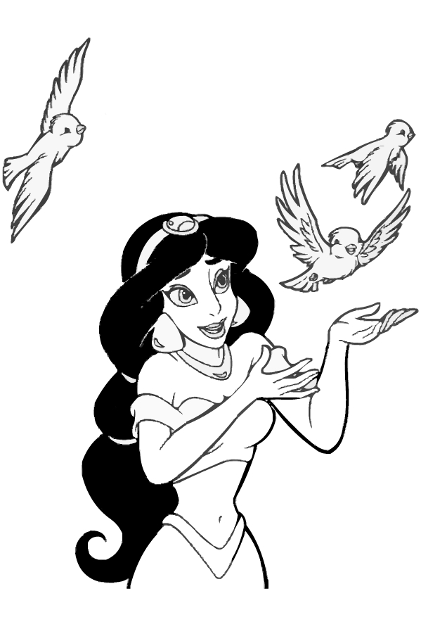Dibujo 3 de Aladdin para imprimir y colorear