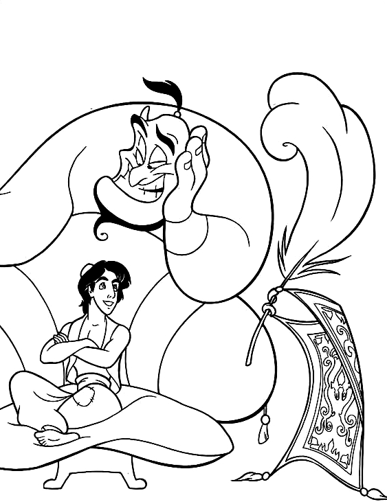Dibujo 9 de Aladdin para imprimir y colorear