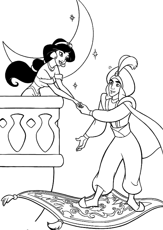 Dibujo 13 de Aladdin para imprimir y colorear