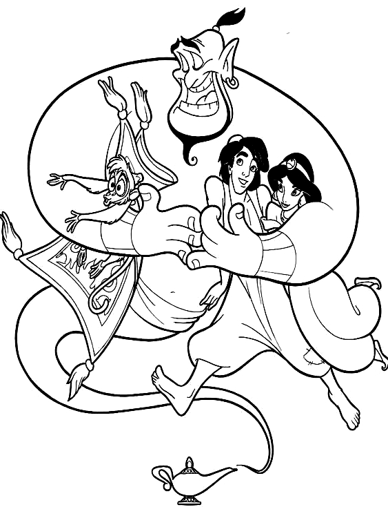 Dibujo 19 de Aladdin para imprimir y colorear