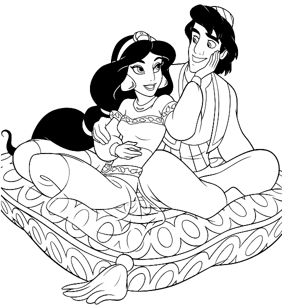 Drawing 21 of Aladdin to print and color