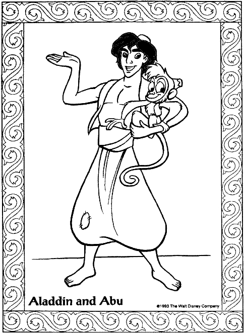 Dibujo 24 de Aladdin para imprimir y colorear