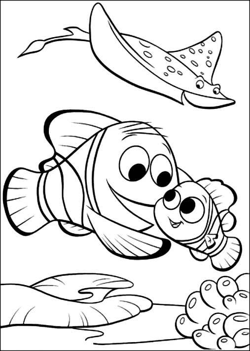 Dibujo de Marlin y su hijo Nemo para imprimir y colorear