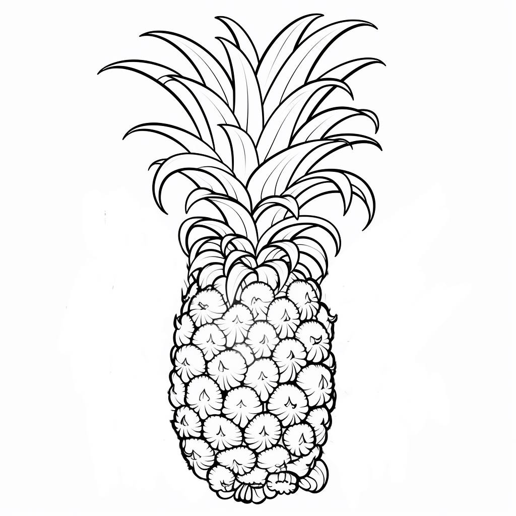 Disegno 01 di ananas da stampare e colorare