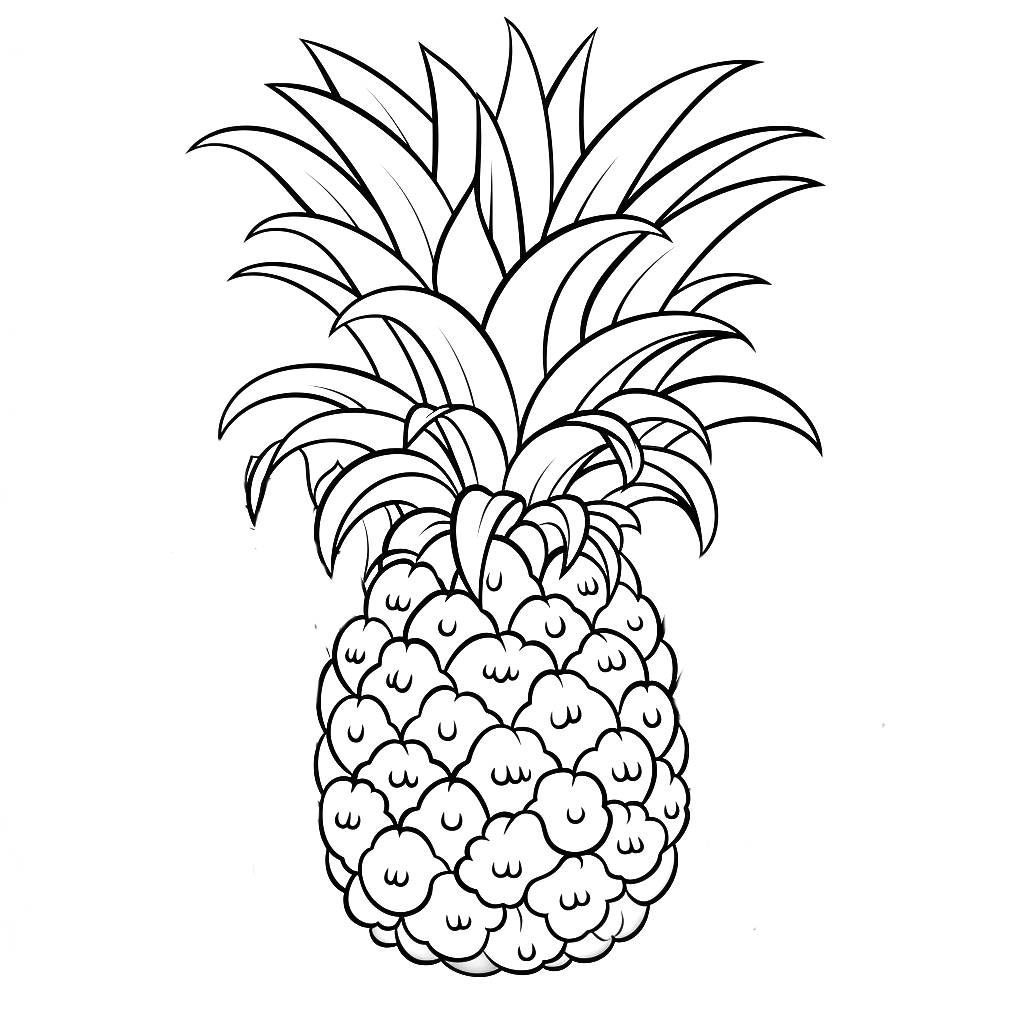 Pineapple 04  coloring page to print and coloring